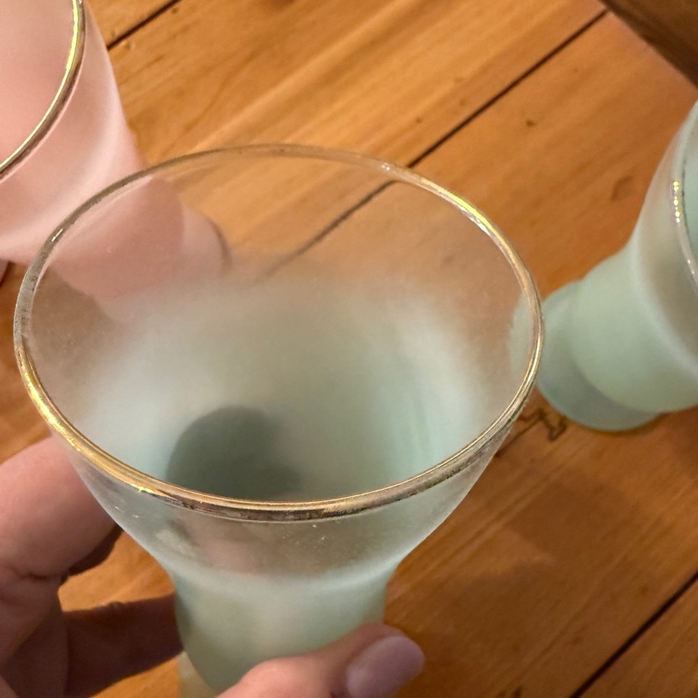 Blendo 4 Frosted Pastel Ombré Glassware Set Parfait Cocktail Glasses MCM Vintage - Picture 12 of 16